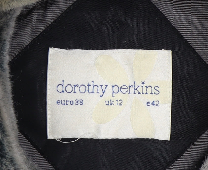 Dorothy Perkins Women's Black Fur Trim Coat, Size 12
