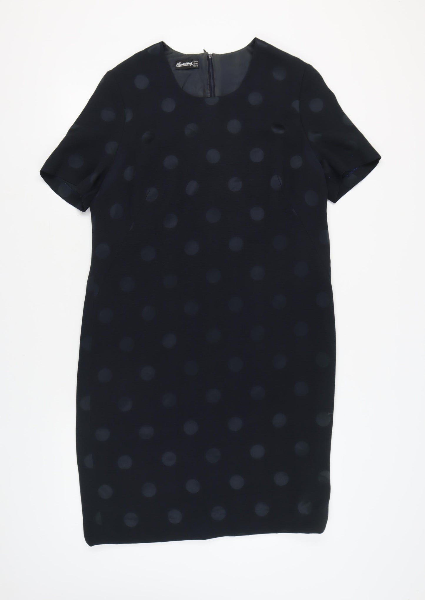 Sporting Women's Black Polka Dot Sheath Dress Size 18