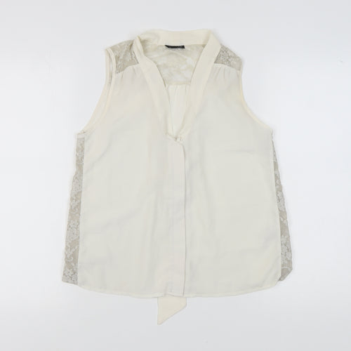 Topshop Women's Ivory Sleeveless Top - Size 6