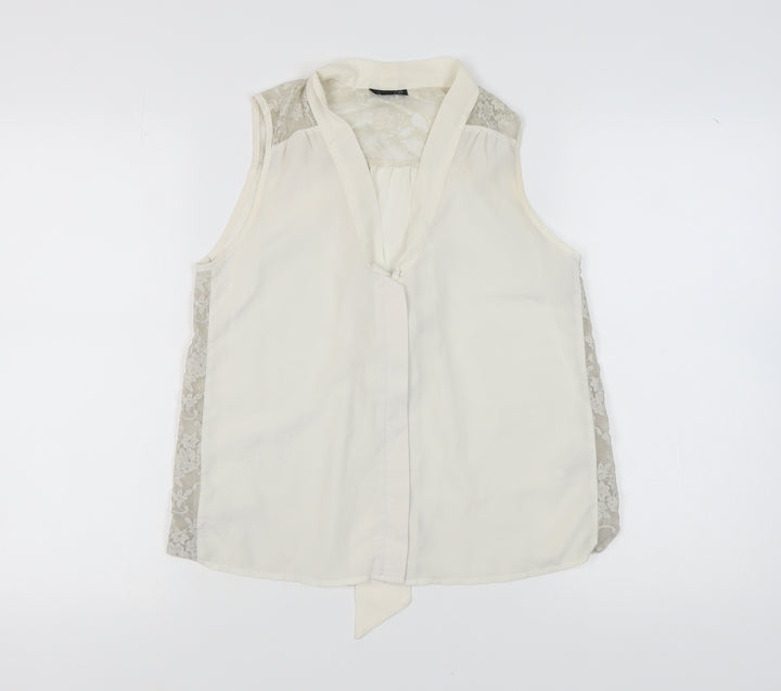 Topshop Women's Ivory Sleeveless Top - Size 6