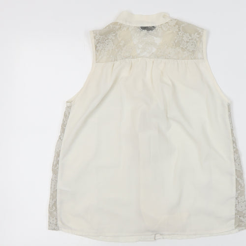 Topshop Women's Ivory Sleeveless Top - Size 6