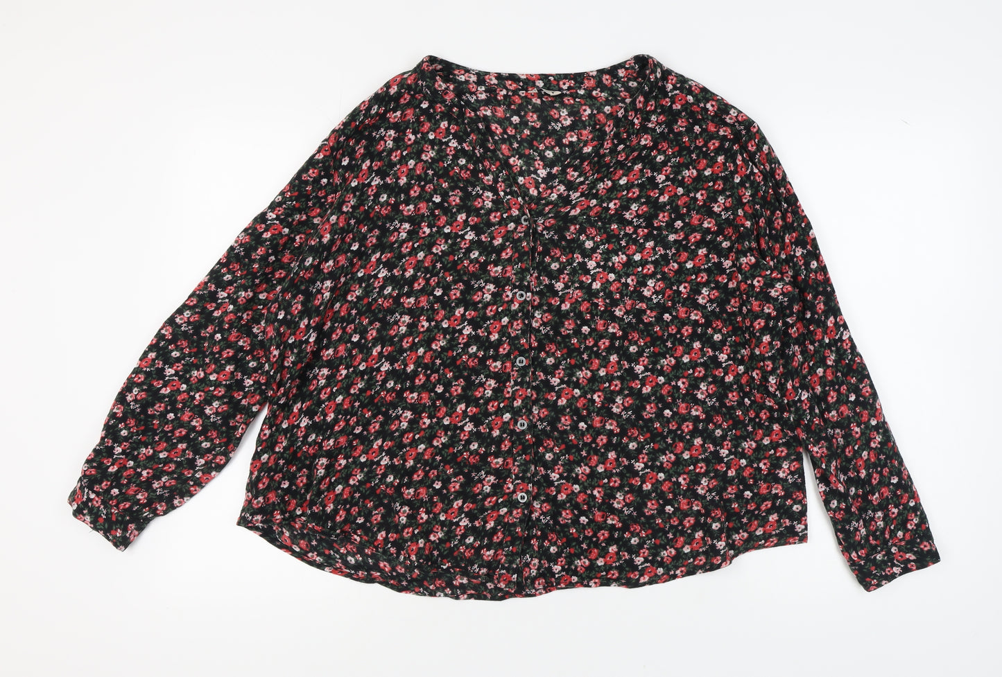 M&Co Women's Floral Black-Pink Blouse Size 18