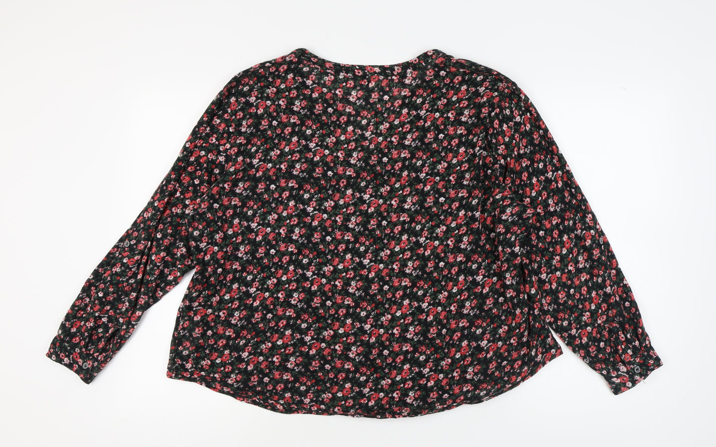 M&Co Women's Floral Black-Pink Blouse Size 18