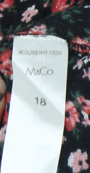 M&Co Women's Floral Black-Pink Blouse Size 18