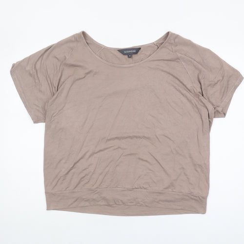 Sosandar Women's Beige Basic T-Shirt, UK 18, Short Sleeve