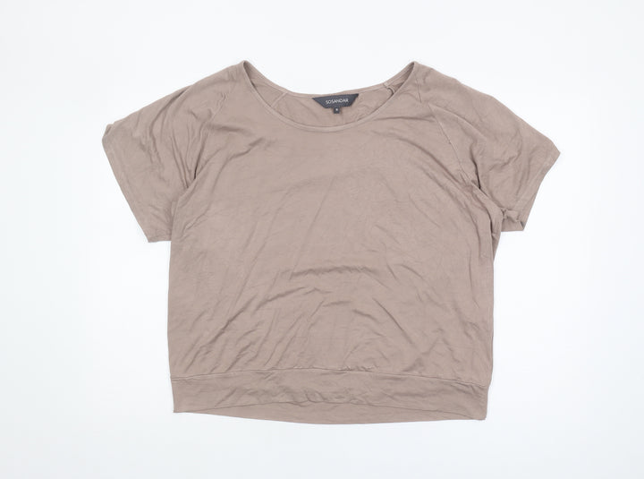 Sosandar Women's Beige Basic T-Shirt, UK 18, Short Sleeve