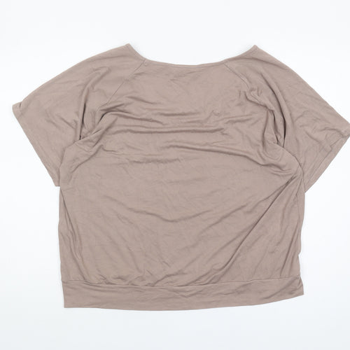 Sosandar Women's Beige Basic T-Shirt, UK 18, Short Sleeve