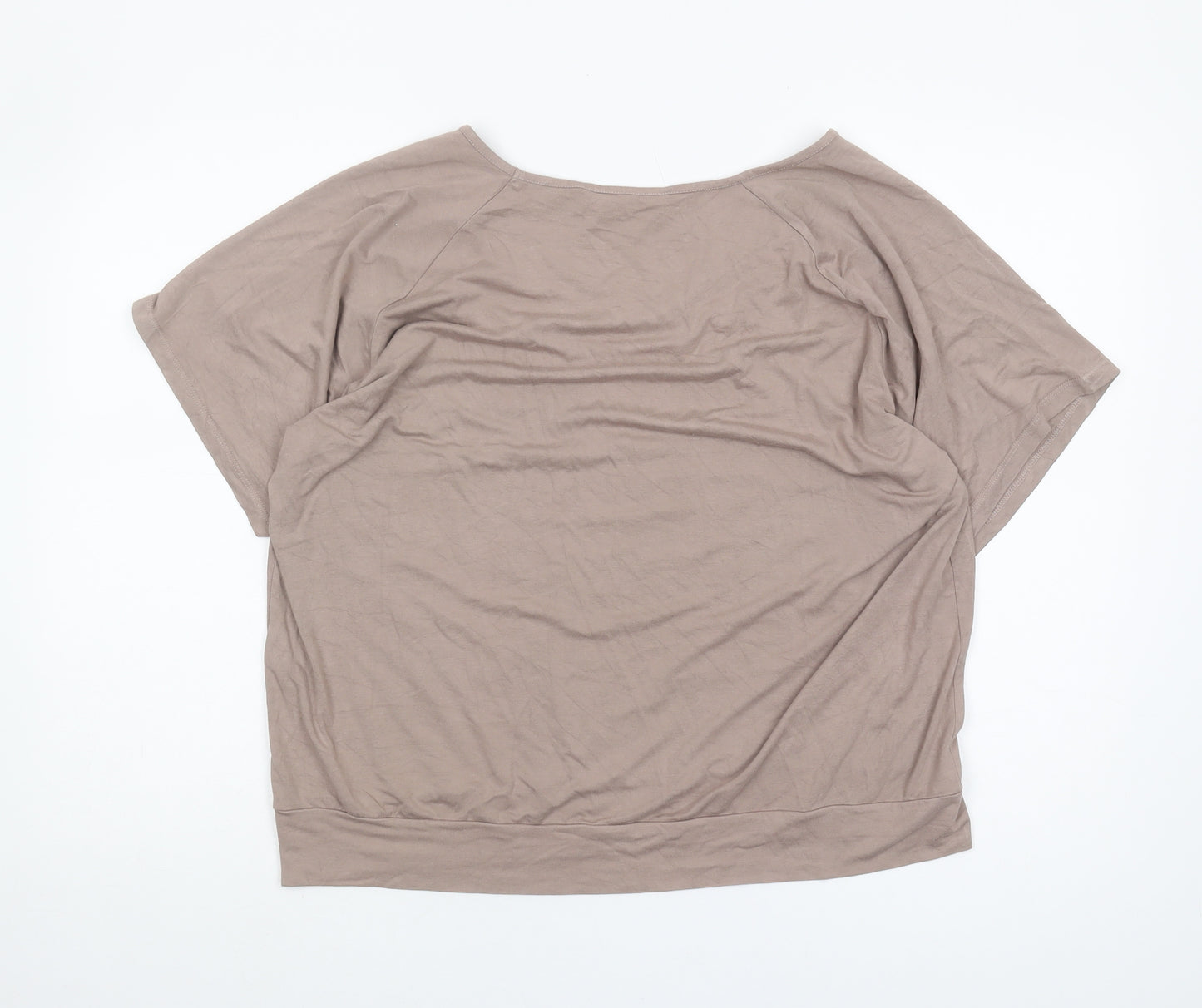 Sosandar Women's Beige Basic T-Shirt, UK 18, Short Sleeve
