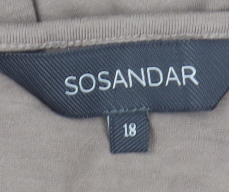 Sosandar Women's Beige Basic T-Shirt, UK 18, Short Sleeve
