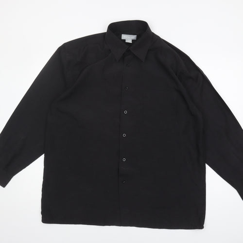 Benchi Men's Black Button-Up Long Sleeve Shirt L