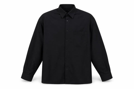 Front view of Benchi Men's Black Button-Up Long Sleeve Shirt L