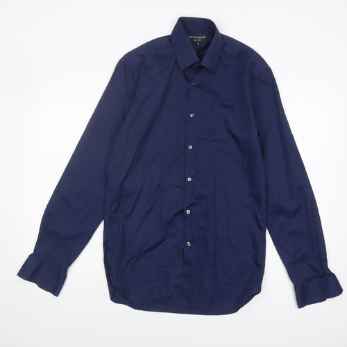 Marks and Spencer Men's Blue Long Sleeve Shirt 14.5