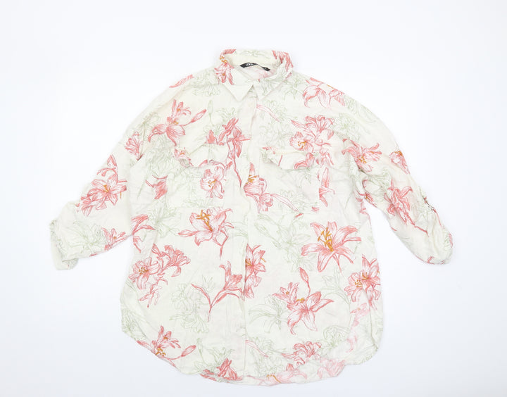 Zara Women's Multicoloured Floral Blouse UK 10