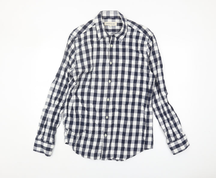 River Island Men's Blue Check L Casual Shirt
