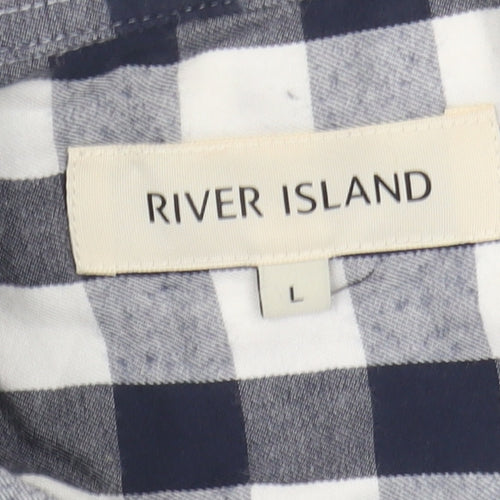 River Island Men's Blue Check L Casual Shirt