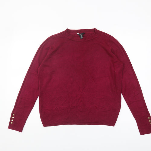 M&Co Women's Red Jumper Size 12 Buttons