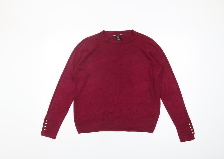 M&Co Women's Red Jumper Size 12 Buttons