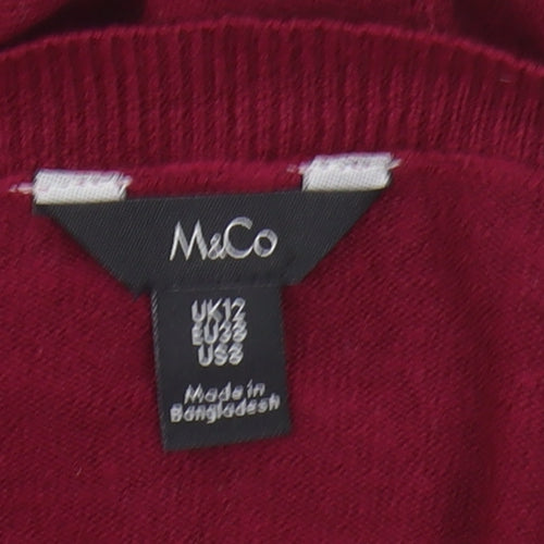 M&Co Women's Red Jumper Size 12 Buttons