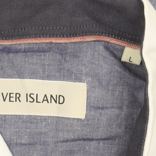 River Island Men's Grey Colourblock Button-Up Shirt L