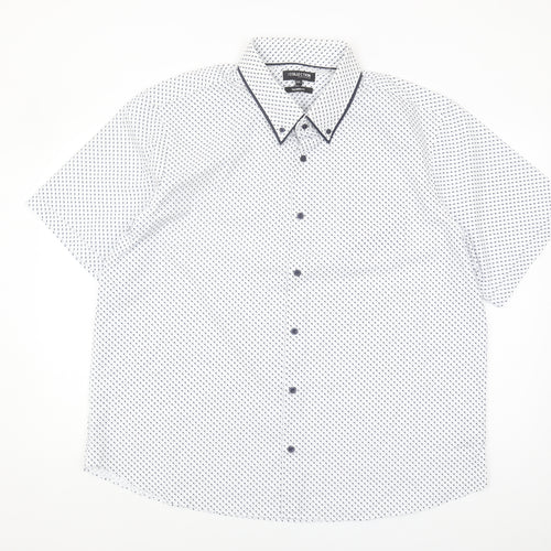 Debenhams Men's White 2XL Short Sleeve Geometric Shirt
