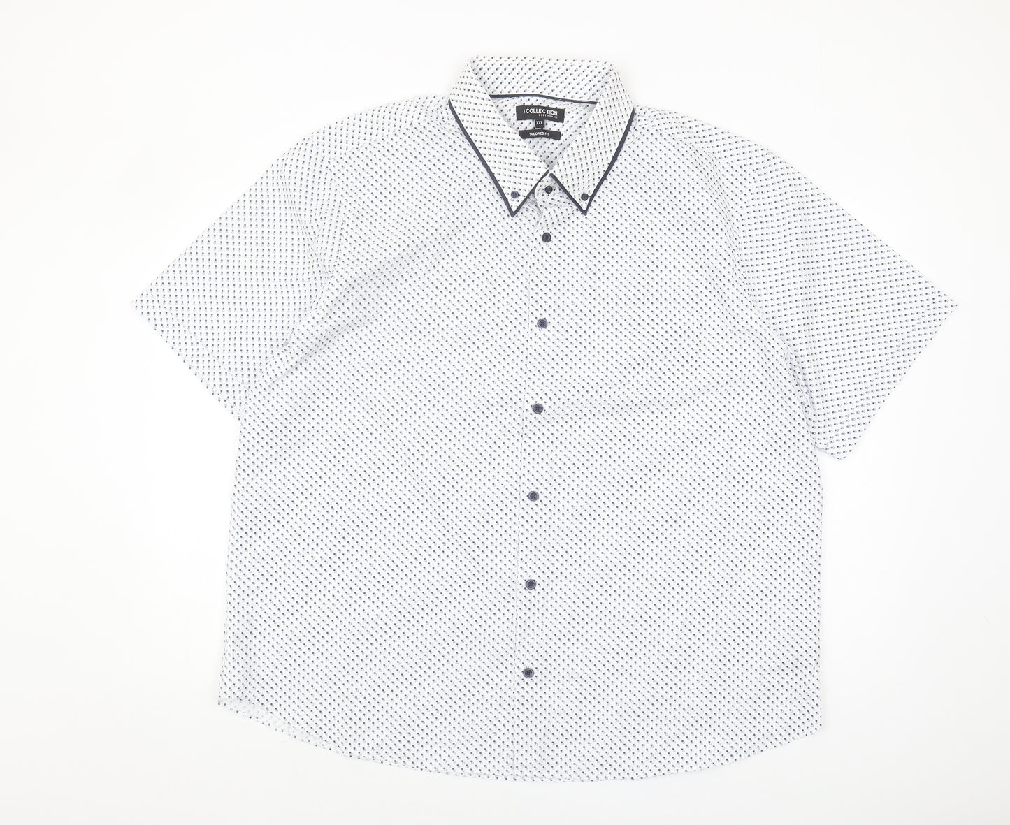 Debenhams Men's White 2XL Short Sleeve Geometric Shirt