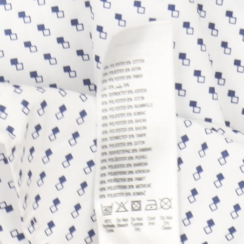 Debenhams Men's White 2XL Short Sleeve Geometric Shirt