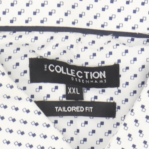 Debenhams Men's White 2XL Short Sleeve Geometric Shirt