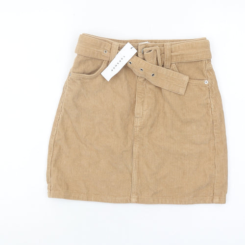 Topshop Women's Beige Short Corduroy Skirt Size 6