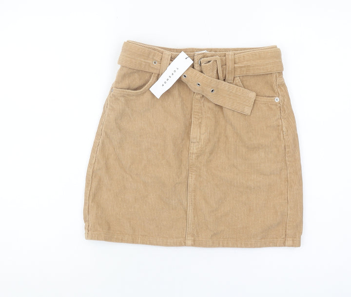 Topshop Women's Beige Short Corduroy Skirt Size 6