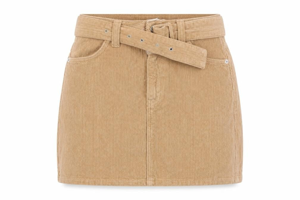 Topshop Women's Beige Short Corduroy Skirt Size 6
