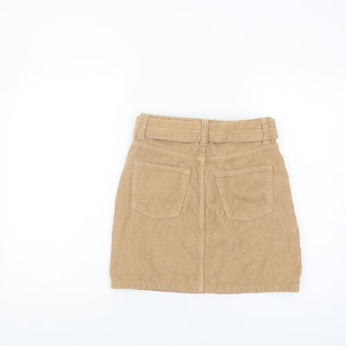 Topshop Women's Beige Short Corduroy Skirt Size 6