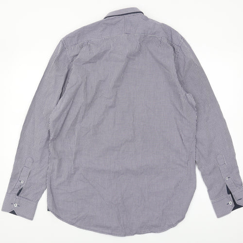 Man at LA Men's Grey Check Cotton Button-Up Shirt