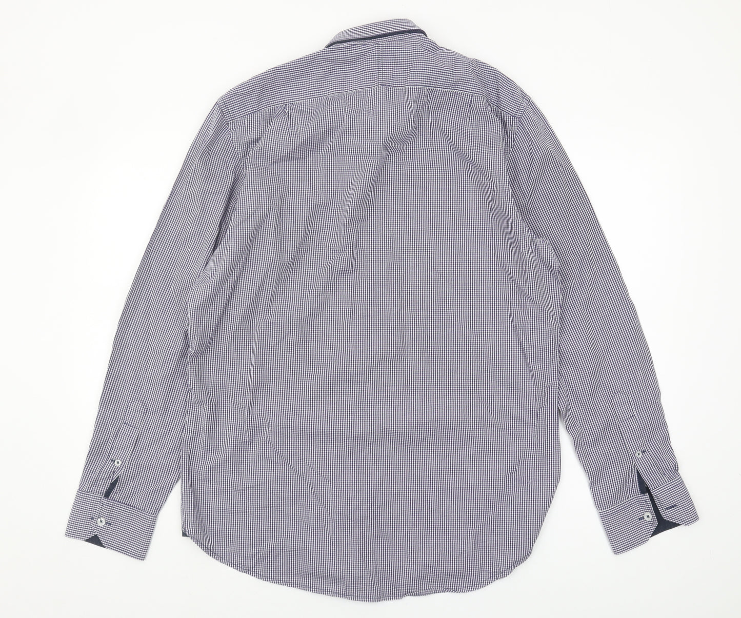 Man at LA Men's Grey Check Cotton Button-Up Shirt