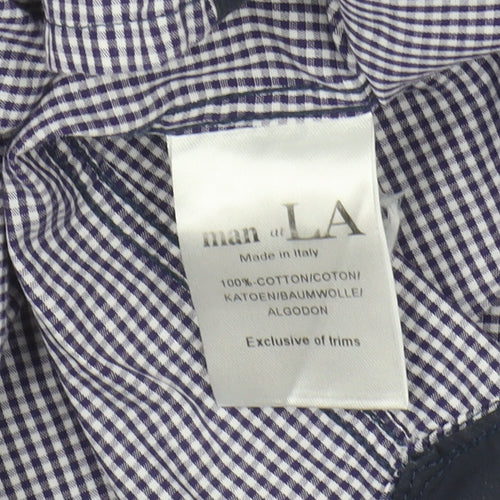 Man at LA Men's Grey Check Cotton Button-Up Shirt