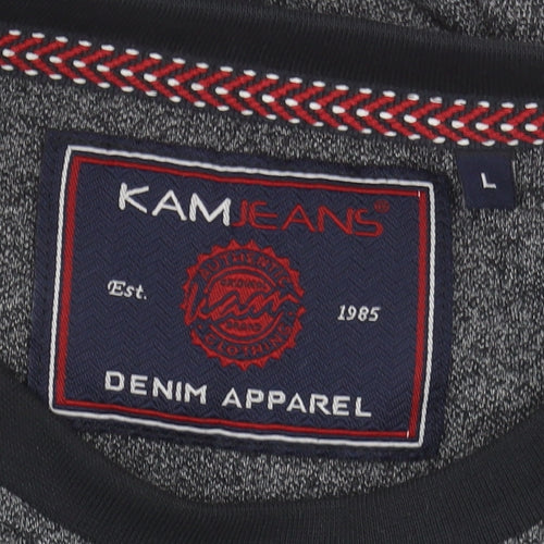 KAM Jeans Men's Grey City Graphic Long Sleeve T-Shirt L