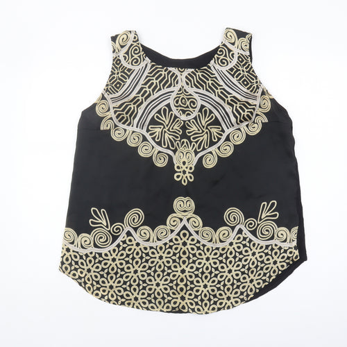 Wallis Women's Black Embroidered Tank Top L