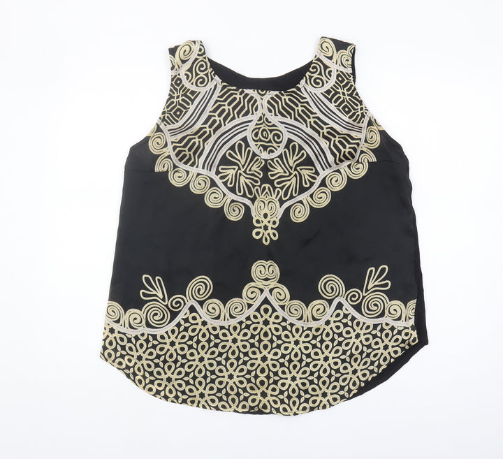 Wallis Women's Black Embroidered Tank Top L