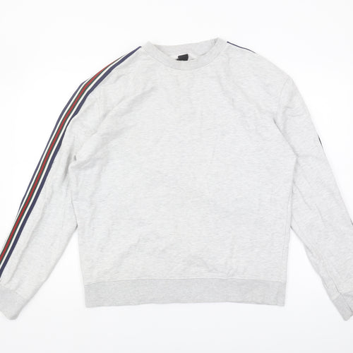 New Look Men's Grey Striped Sweatshirt M