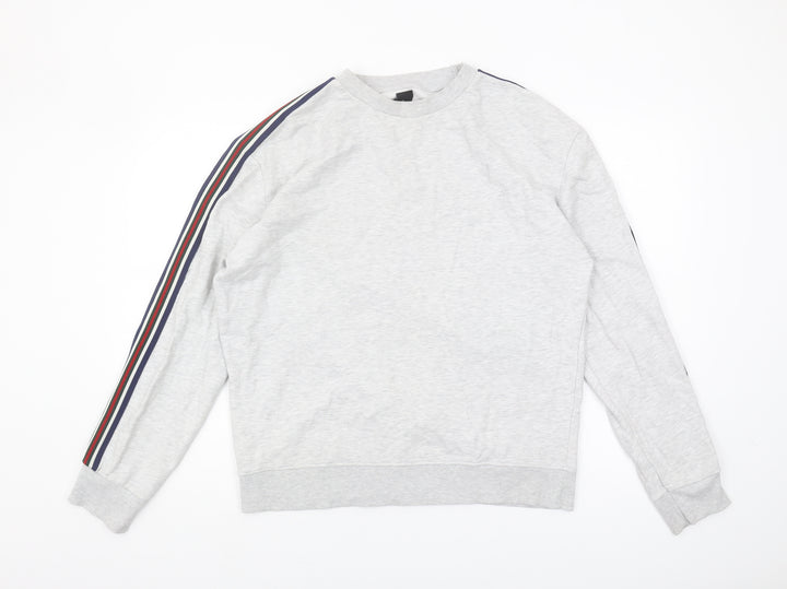 New Look Men's Grey Striped Sweatshirt M