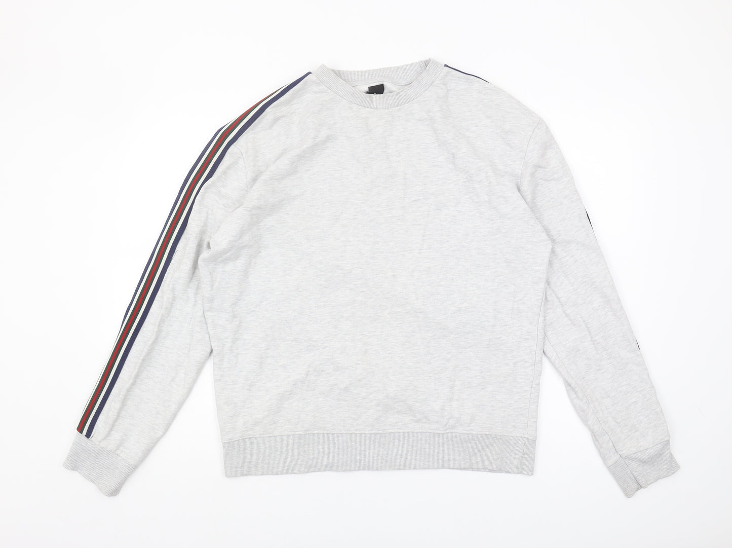 New Look Men's Grey Striped Sweatshirt M
