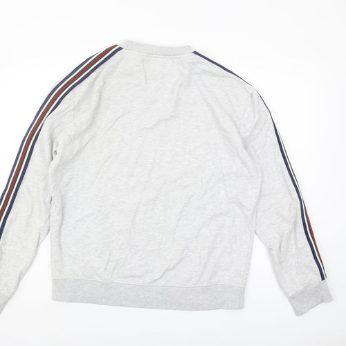 New Look Men's Grey Striped Sweatshirt M