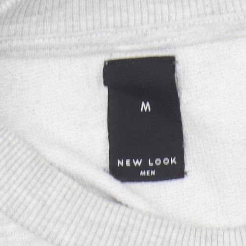 New Look Men's Grey Striped Sweatshirt M