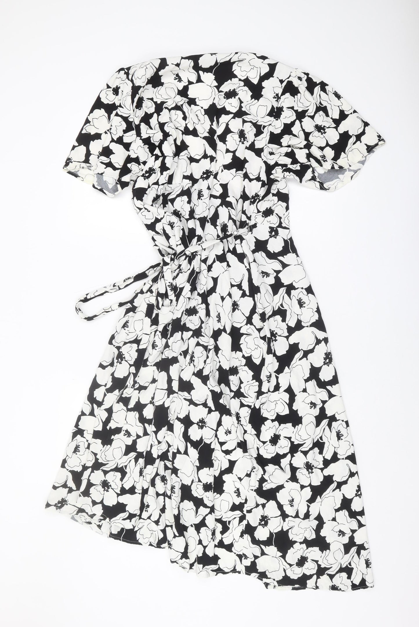 Marks and Spencer Women's Black Floral Wrap Dress Size 16
