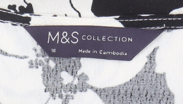 Marks and Spencer Women's Black Floral Wrap Dress Size 16