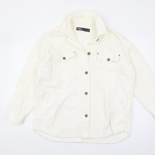 Zara Women's Ivory Corduroy Jacket S Casual
