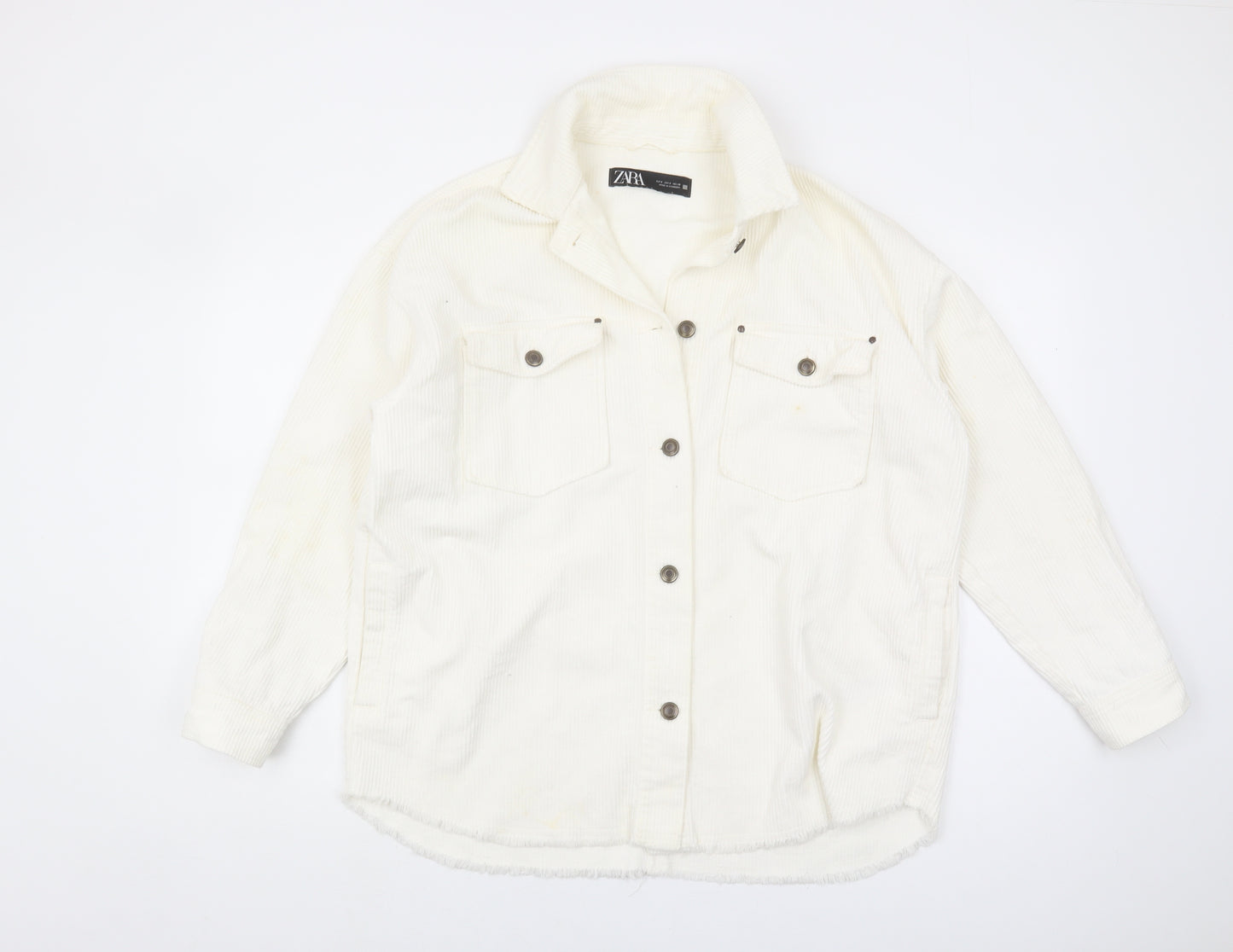 Zara Women's Ivory Corduroy Jacket S Casual