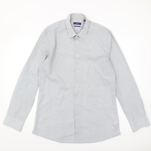 Next Men's White Geometric Slim Fit Shirt 16