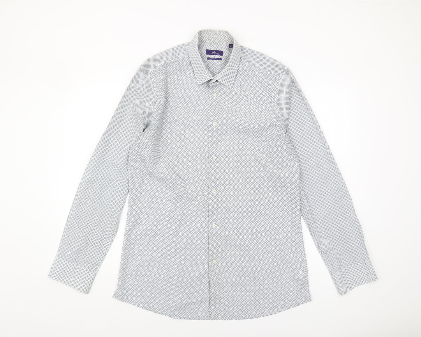 Next Men's White Geometric Slim Fit Shirt 16