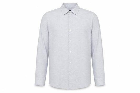 Front view of Next Men's White Geometric Slim Fit Shirt 16