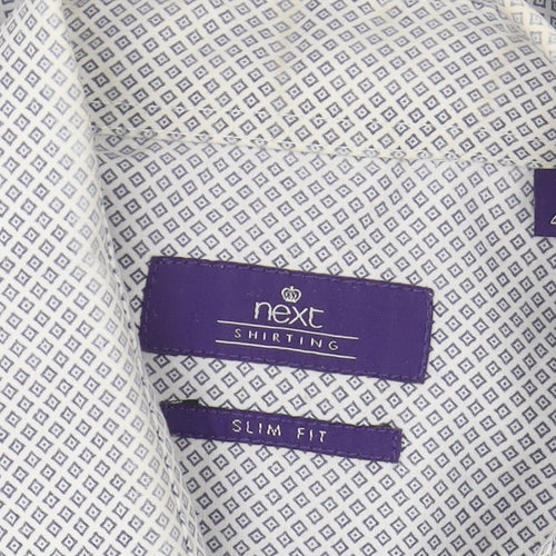 Next Men's White Geometric Slim Fit Shirt 16